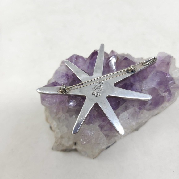 Reveriano Castillo Brooch 925 Sterling Silver Amethyst Sputnik Atomic Pendant - Picture 2 of 7